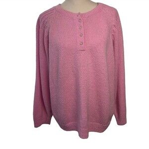VINTAGE 80s center aisle baby pink SWEATER